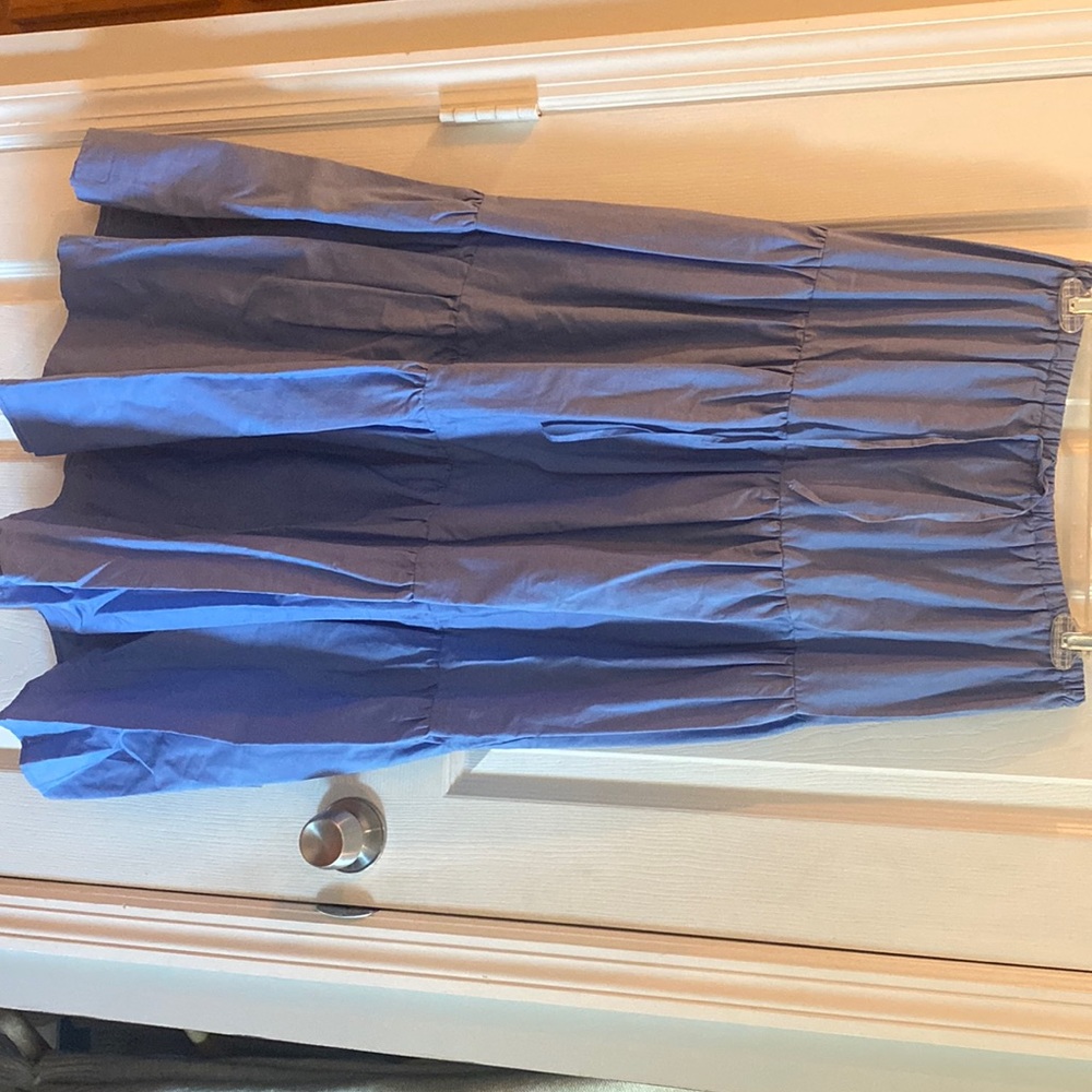 Zara periwinkle blue tiered poplin maxi skirt